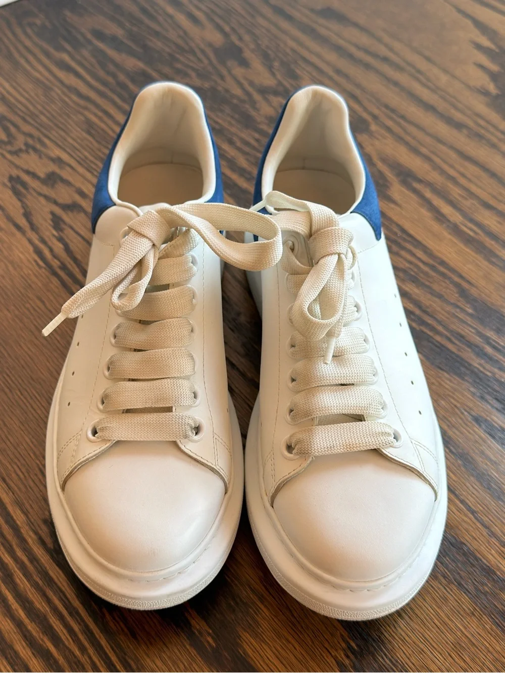 Alexander McQueen Oversized Sneakers White Paris Blue Suede Size 39 Luxury